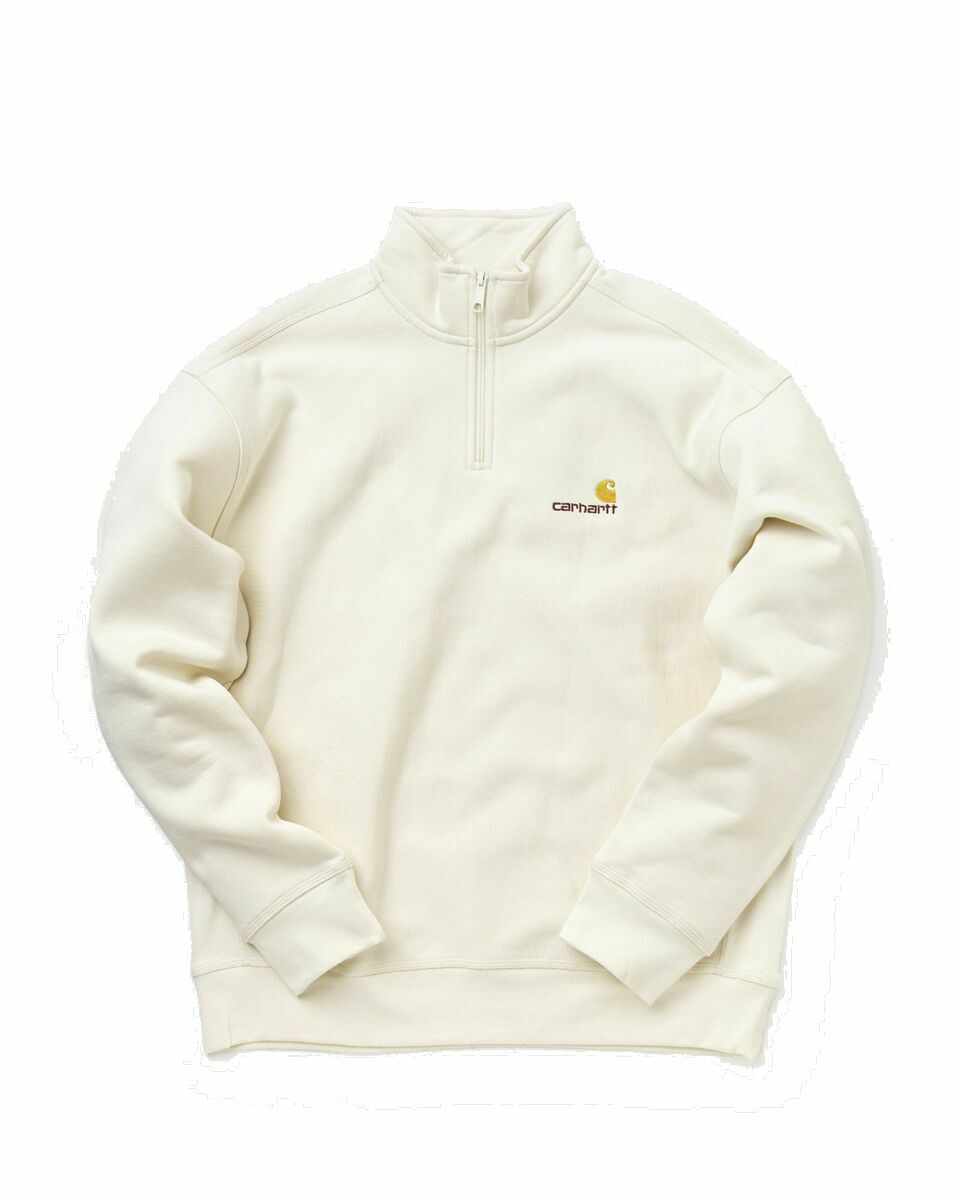 Photo: Carhartt Wip Half Zip American Script Sweat Beige - Mens - Half Zips