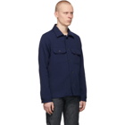 Naked and Famous Denim Navy Loose Weave Dobby Shirt