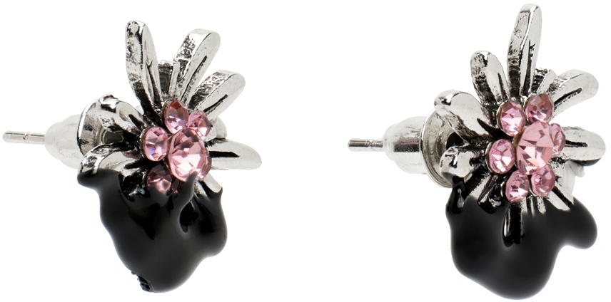 Ottolinger Silver & Black Dipped Edleweiss Stud Earrings