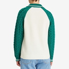 Casablanca Men's Cable Knit Zip Up in Green/White