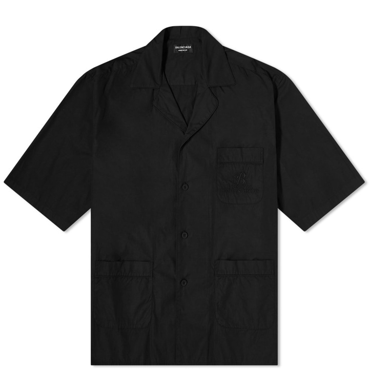 Photo: Balenciaga Short Sleeve Embroidered Pocket Logo Vacation Shirt