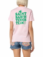 MC2 Saint Barth Pink Cotton T-shirt With St Barth Tennis Team Print