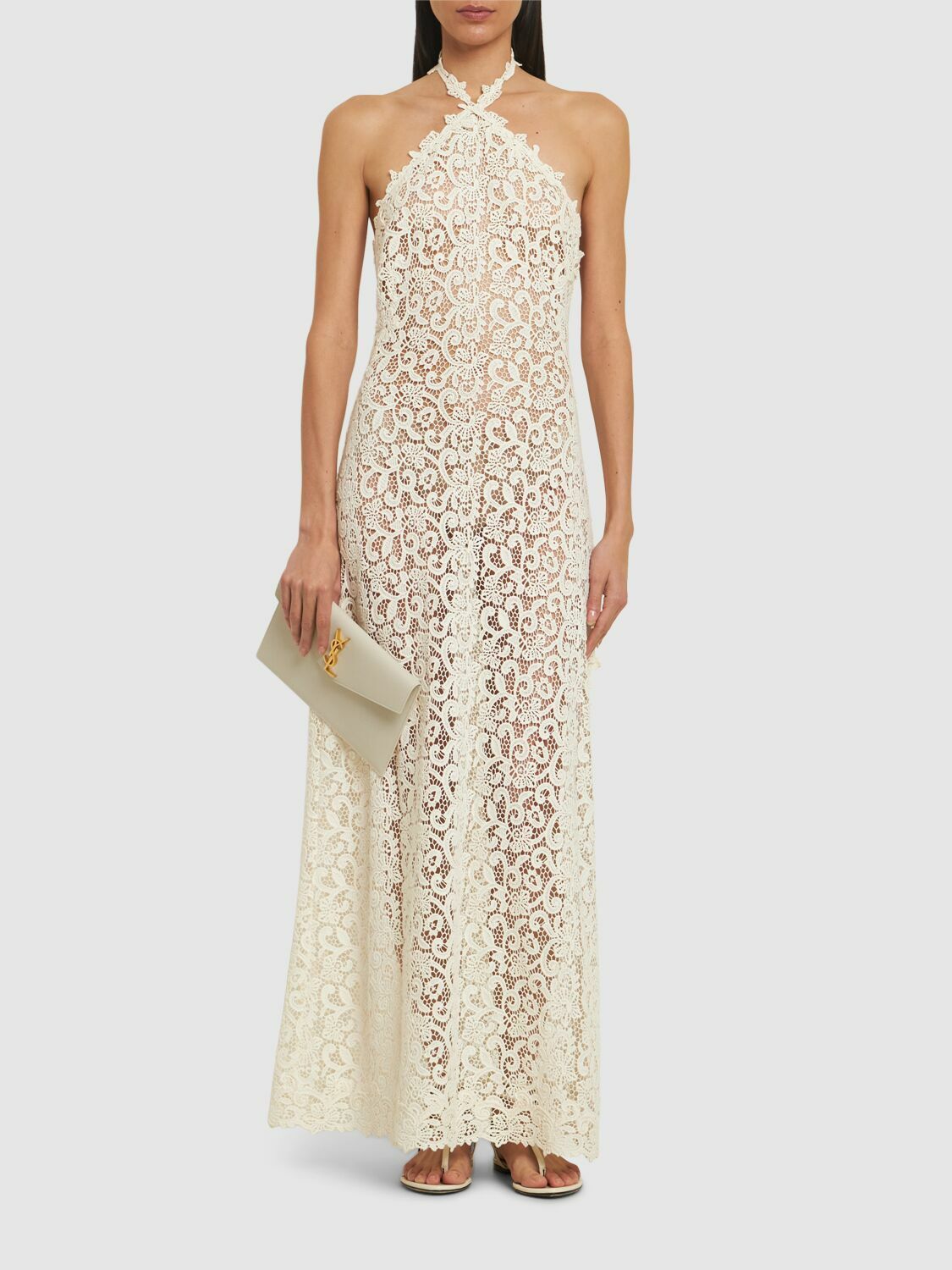ERMANNO SCERVINO Cotton Blend Lace Long Dress Ermanno Scervino
