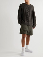 FEAR OF GOD ESSENTIALS - Straight-Leg Logo-Flocked Cotton-Blend Jersey Shorts - Black