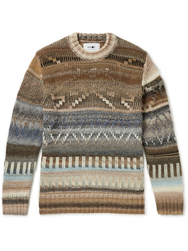 Photo: NN07 - Chuck Striped Cable-Knit Wool-Blend Sweater - Multi