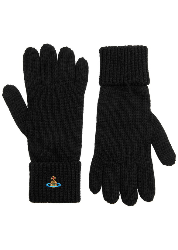 Photo: Vivienne Westwood Orb-embroidered Wool Gloves Black
