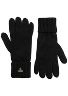 Vivienne Westwood Orb-embroidered Wool Gloves Black
