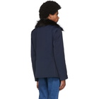 Yves Salomon Navy Down Gabardine Coat