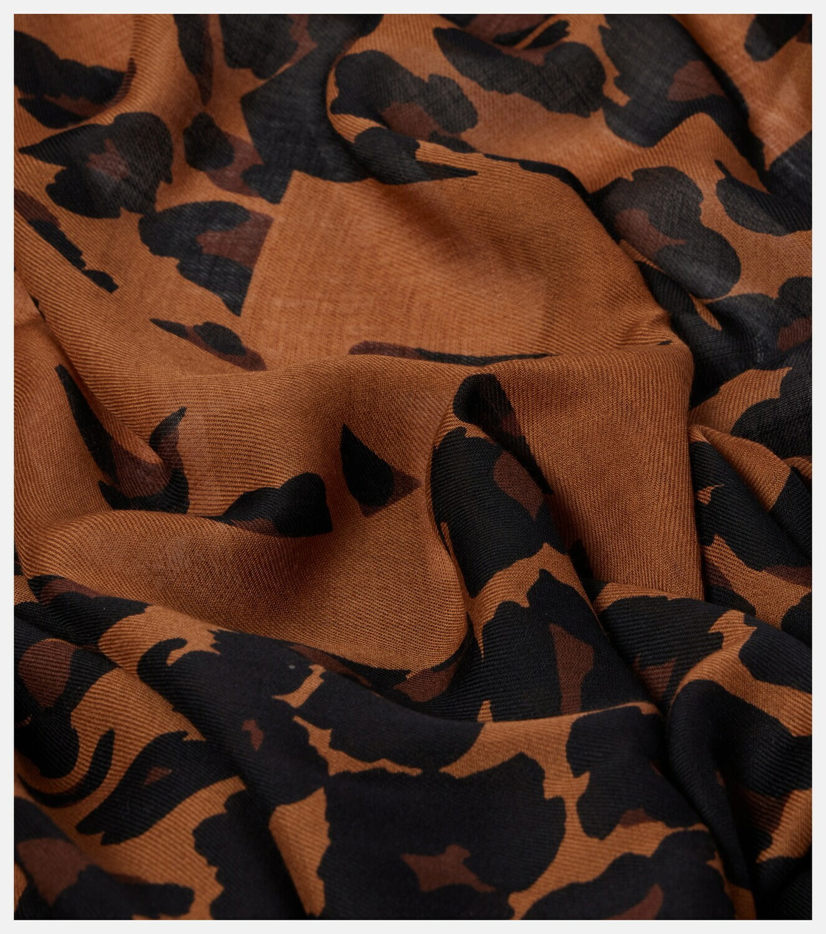Saint Laurent Fringed leopard-print wool scarf
