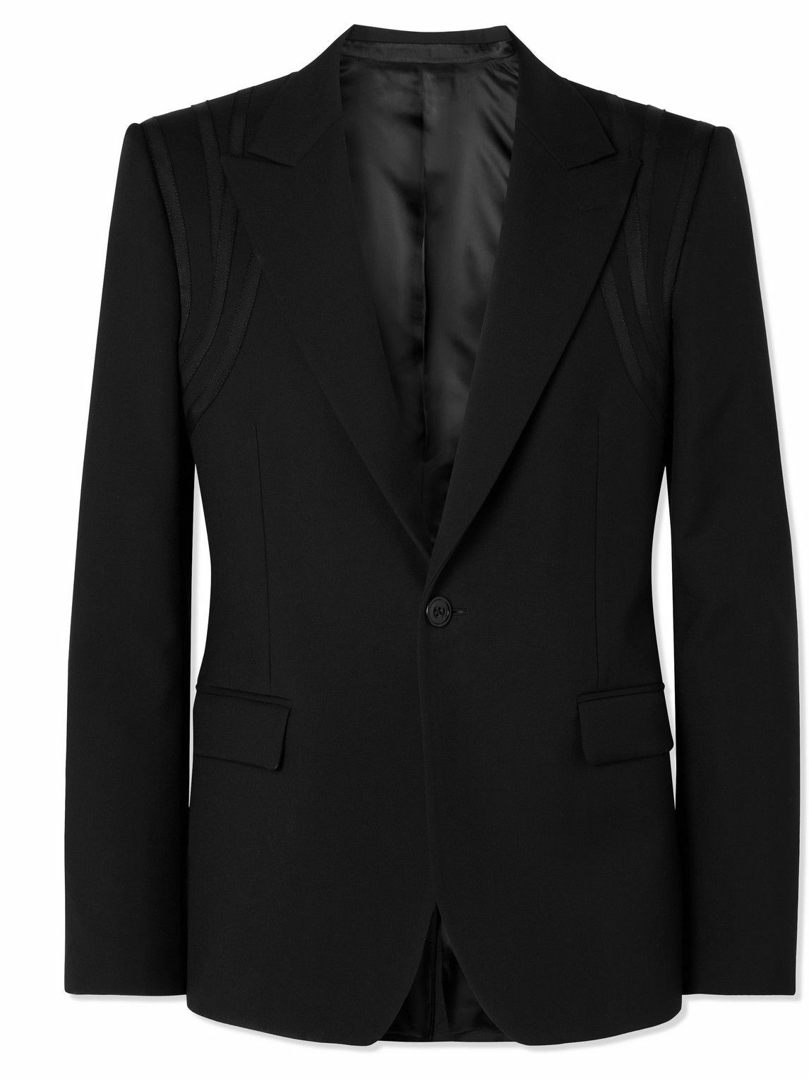 Alexander McQueen - Slim-Fit Grosgrain-Trimmed Wool Suit Jacket - Black ...