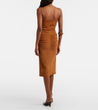 Stouls Salma ruched suede midi dress