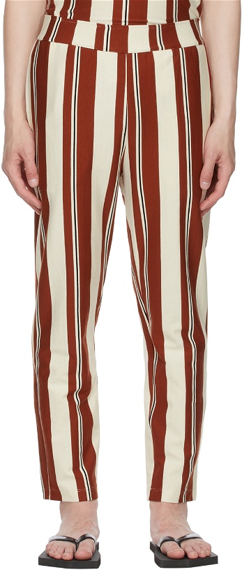 Photo: Opening Ceremony Off-White & Brown Jersey Striped Lounge Pants