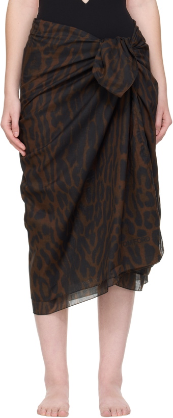 Photo: TOM FORD Brown Pareo Wrap Cover-Up Skirt