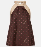 Valentino Printed halterneck silk twill top