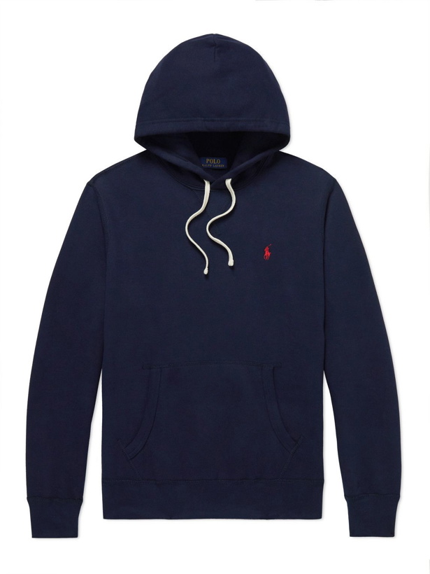 Photo: Polo Ralph Lauren - Logo-Embroidered Cotton-Blend Jersey Hoodie - Blue