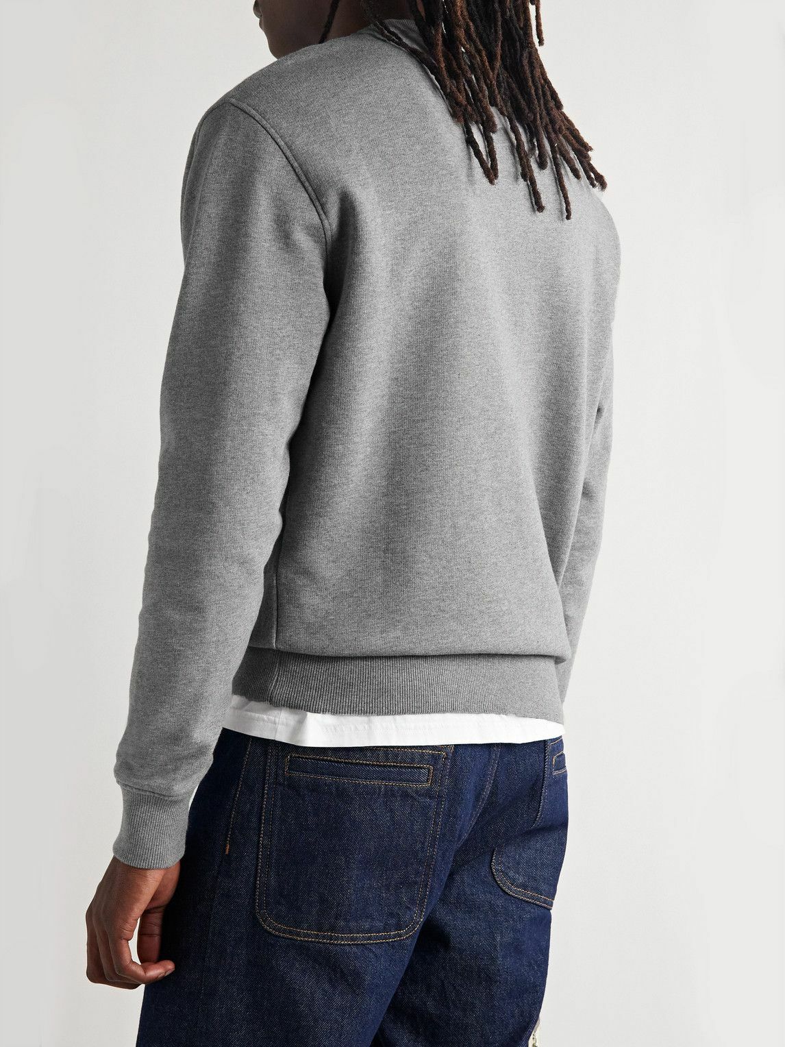 AMI PARIS - Logo-Embroidered Cotton-Jersey Sweatshirt - Gray AMI