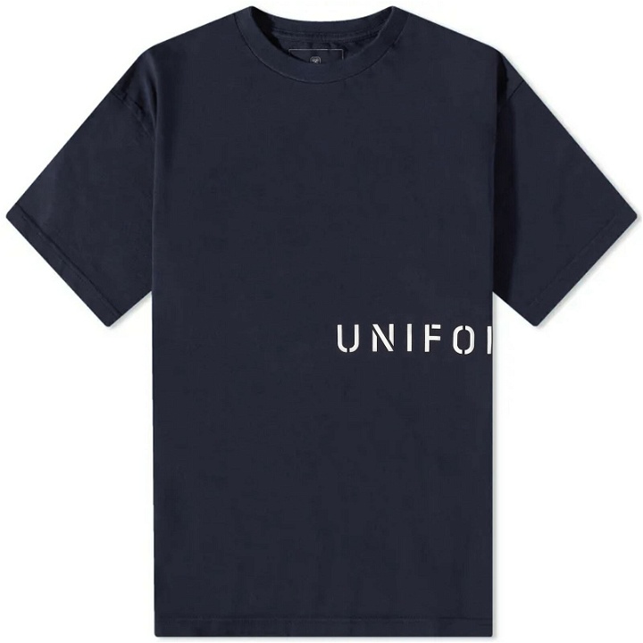Photo: Uniform Experiment Men's Authentic Logo T-Shirt in Navy