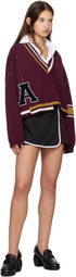 AMBUSH Burgundy Damaged Rib V-Neck Sweater