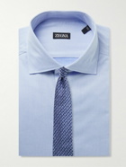 Zegna - Trofeo Slim-Fit Cutaway-Collar Cotton-Blend Twill Shirt - Blue