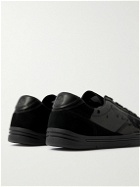 Stone Island - Rock Printed Leather- and Suede-Trimmed Canvas Sneakers - Black