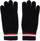 Moncler Black Tricolor Wool Gloves