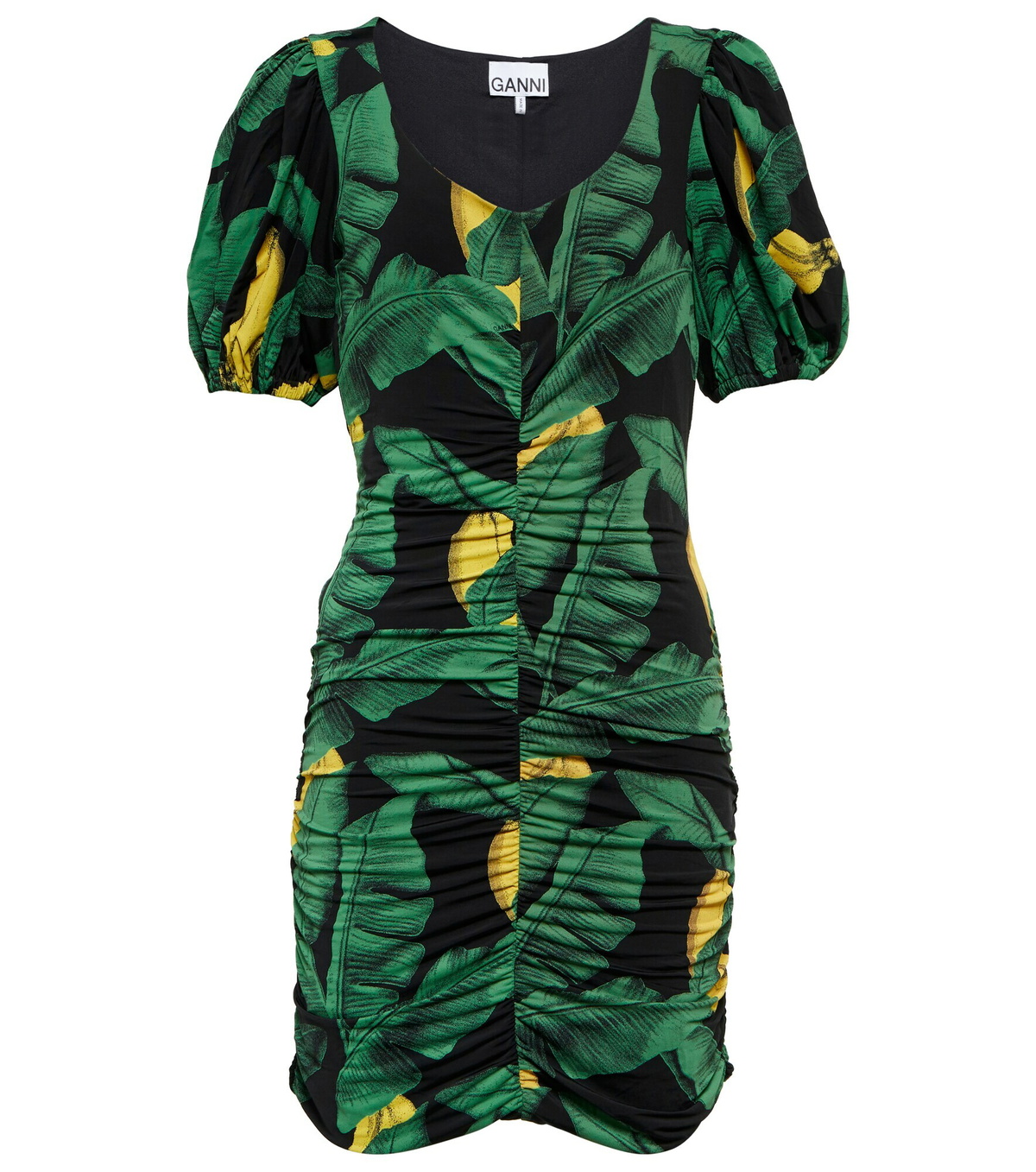 ganni ruched mini dress Ganni Ruched Mini Dress