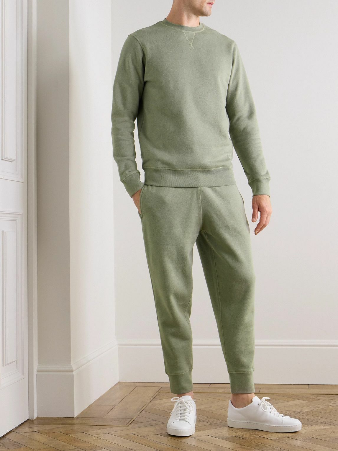 Kingsman - Tapered Logo-Embroidered Cotton and Cashmere-Blend Jersey Sweatpants - Green