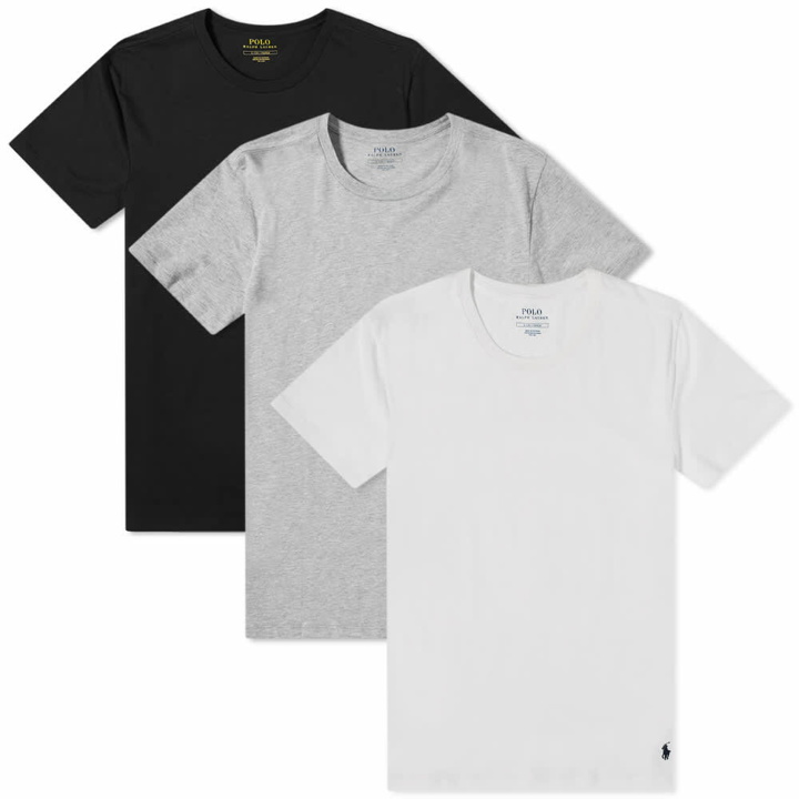 Photo: Polo Ralph Lauren Men's Crew Base Layer T-Shirt - 3 Pack in White/Black/Grey