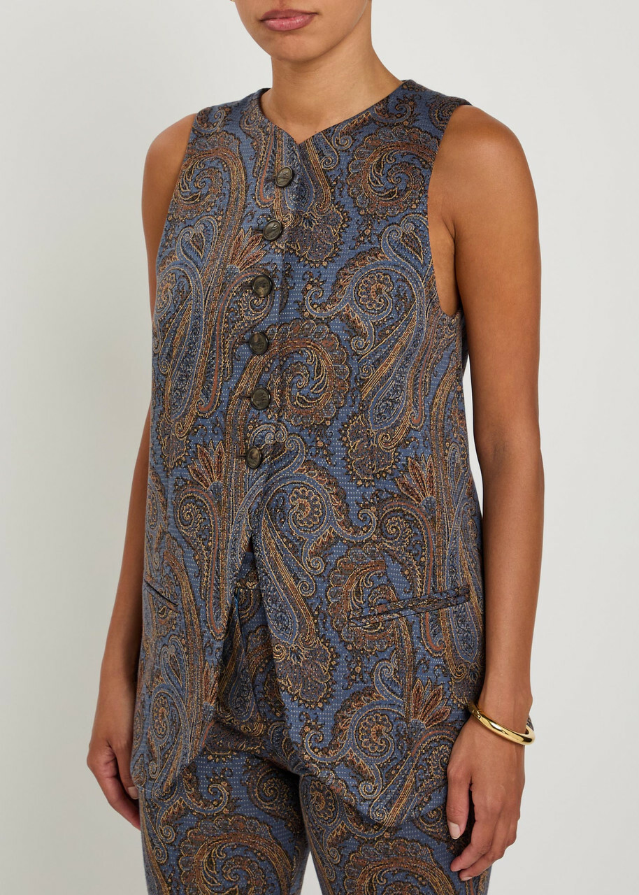 Etro Paisley-jacquard Woven Vest Multicoloured