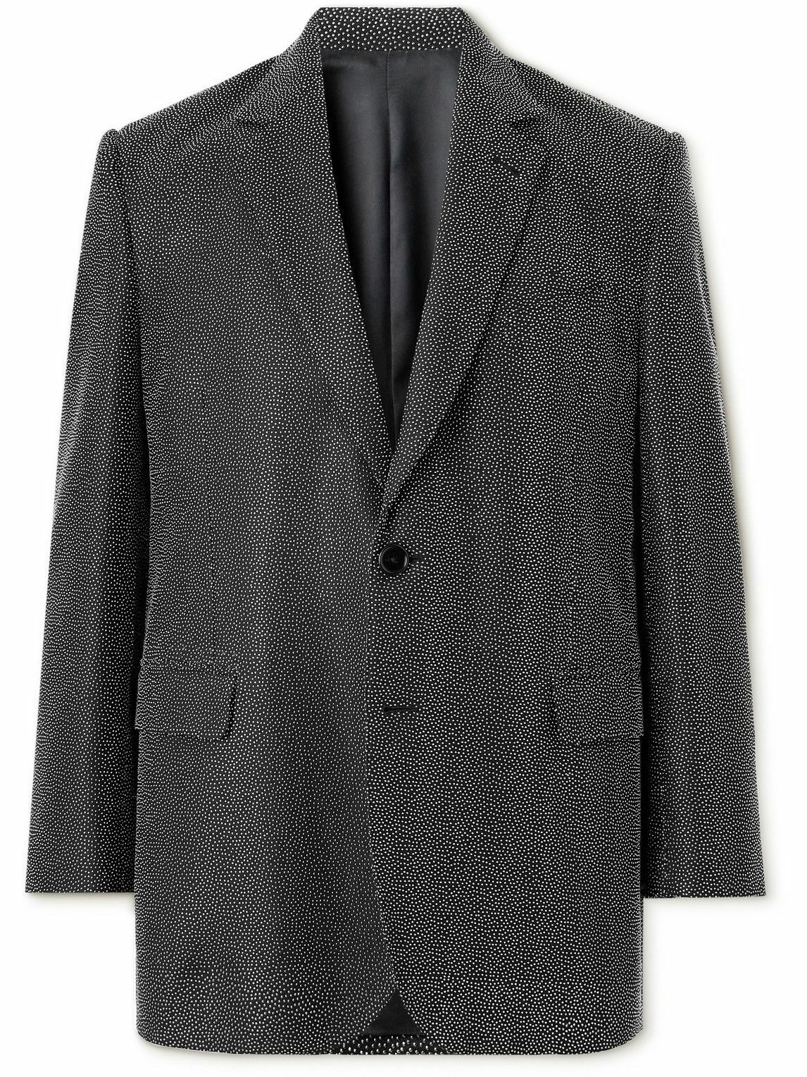 CELINE - Crystal-Embellished Virgin Wool-Gabardine Blazer - Black