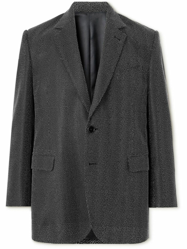 Photo: CELINE - Crystal-Embellished Virgin Wool-Gabardine Blazer - Black