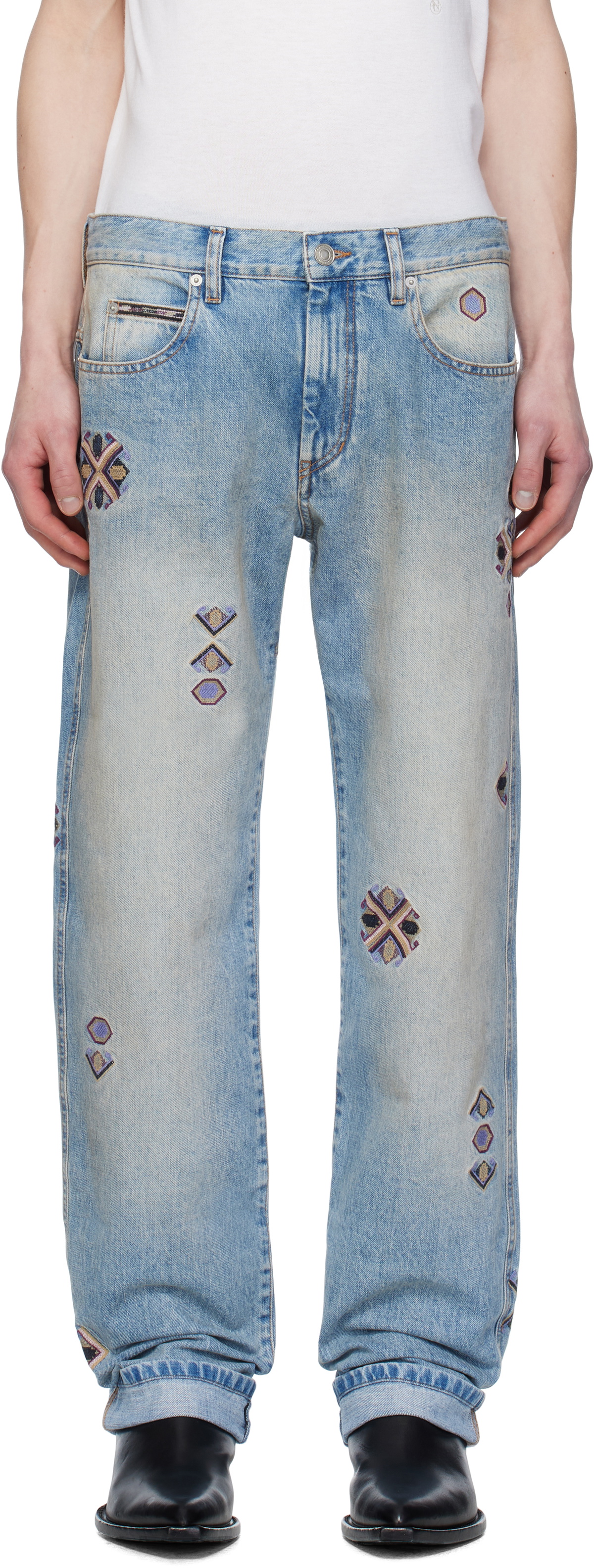 【送料&関税込】Isabel Marant Noldy Logo-patch Jeans Blue Lewys Jeans by Isabel Marant on Sale