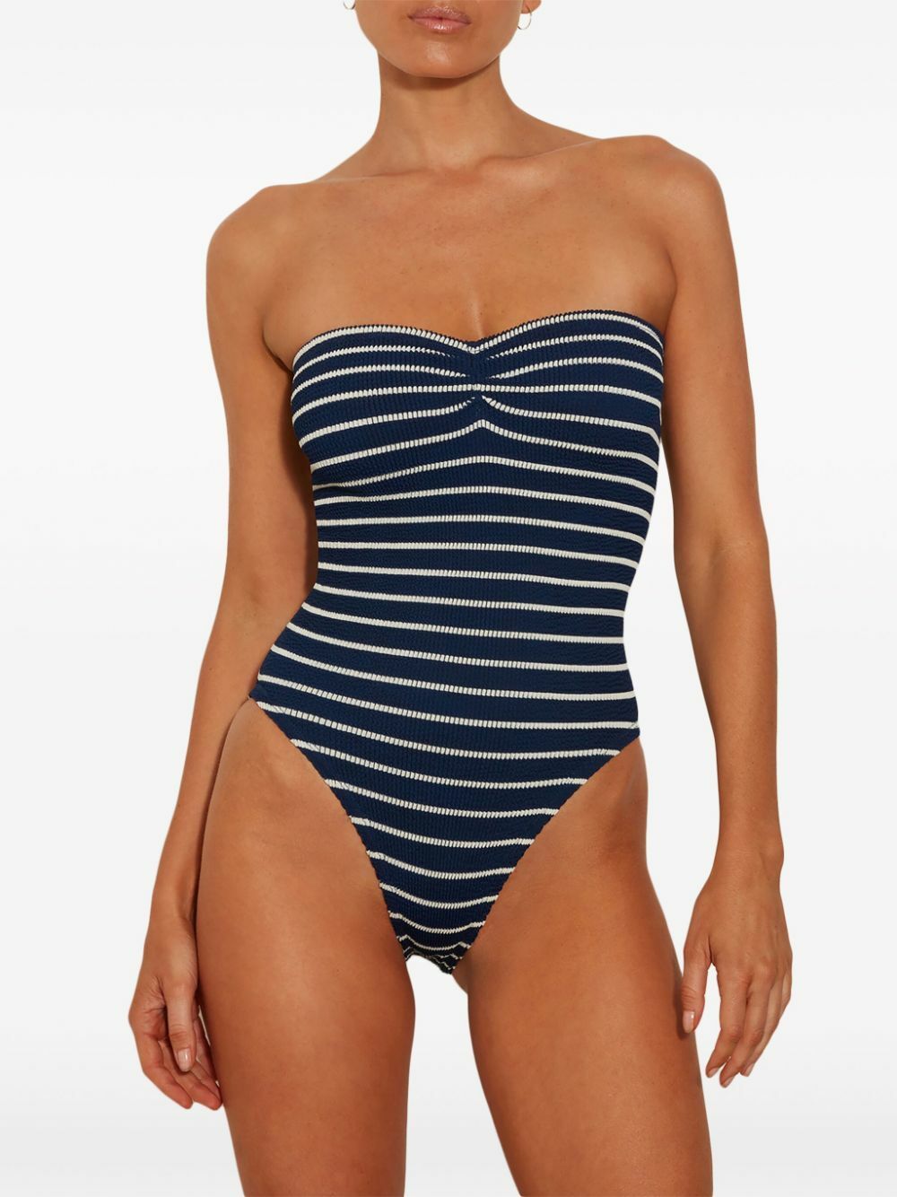 Hunza G CRYSTALSWIMCRINKLEBLACK 関税送料込 Crystal Swim With Tonal Hoops - Black | One Size Swimwear