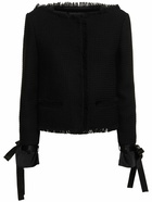 ALBERTA FERRETTI Wool Collarless Jacket with Bow