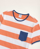 Brooks Brothers Men's Cotton Striped Pocket T-Shirt | Orange