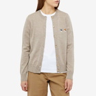 Maison Kitsuné Women's Double Fox Head Patch R-Neck Cardigan in Beige Melange