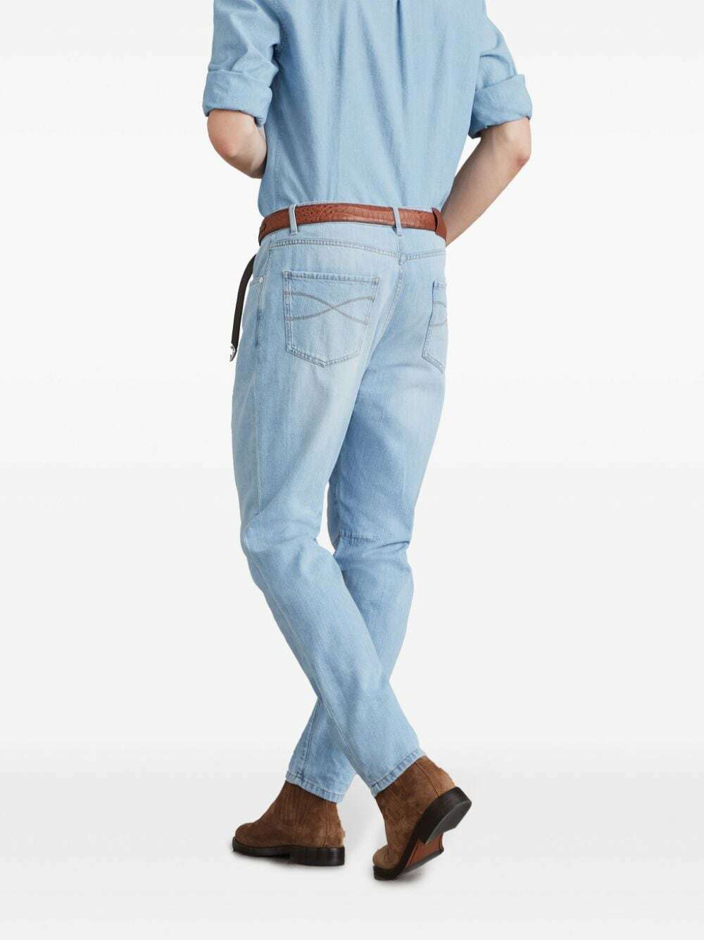 Pantalon En Denim Brunello Cucinelli 'Leisure Fit' à Cordon - Taille 48 IT / 32 US - Neuf Sans Étiquettes - Bleu