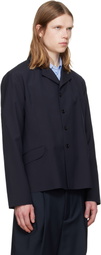 Jil Sander Navy Wool Poplin Blazer