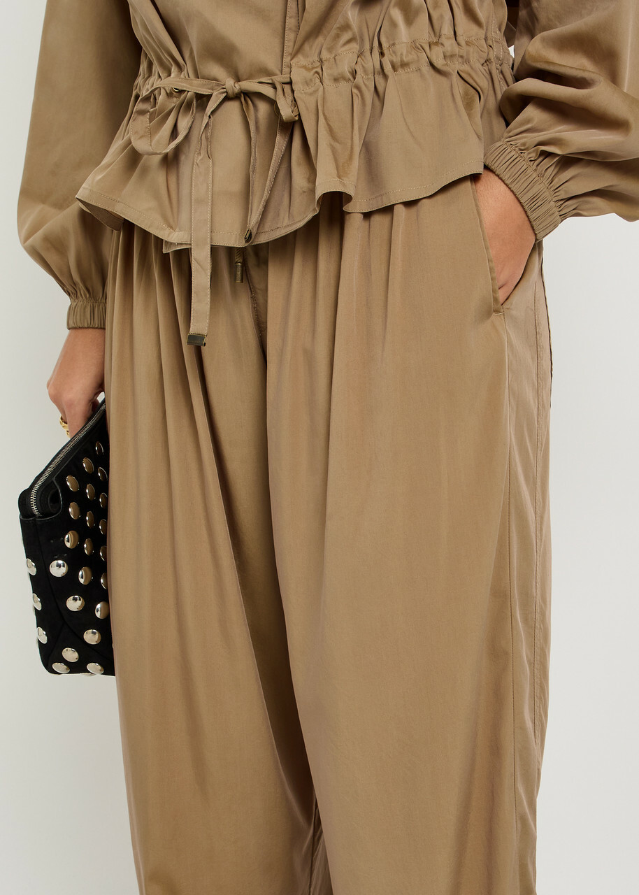 Isabel Marant Inaya Drawstring Woven Trousers Khaki