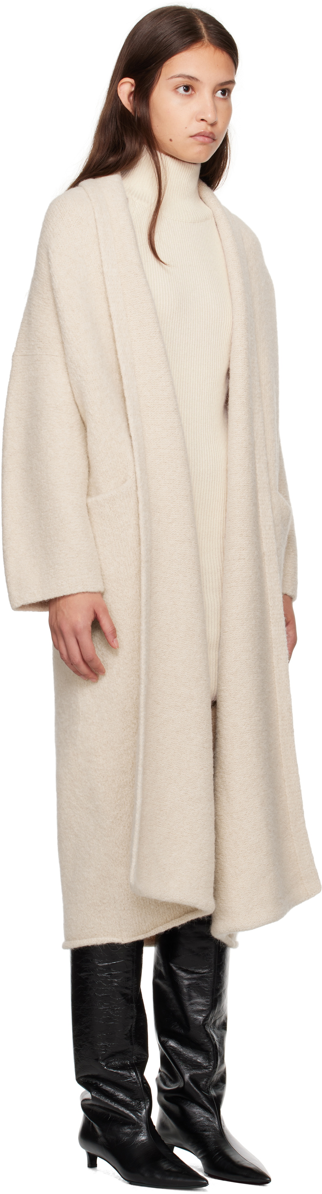 Lauren Manoogian Off-White Long Shawl Cardigan