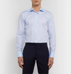 Canali - Cutaway-Collar Cotton and Linen-Blend Shirt - Blue