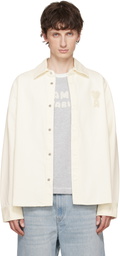 AMI Paris White Cotton Knitted 'Ami de Coeur' Overshirt