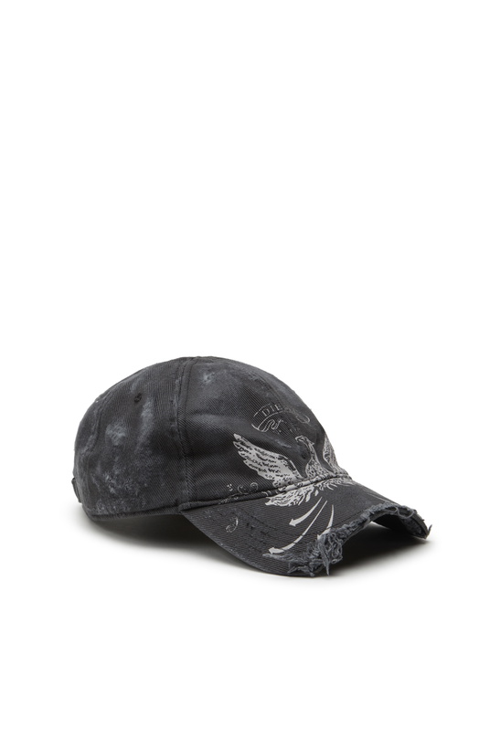 Photo: Diesel Distressed baseball cap with Phoenix print - Caps Mens in Black