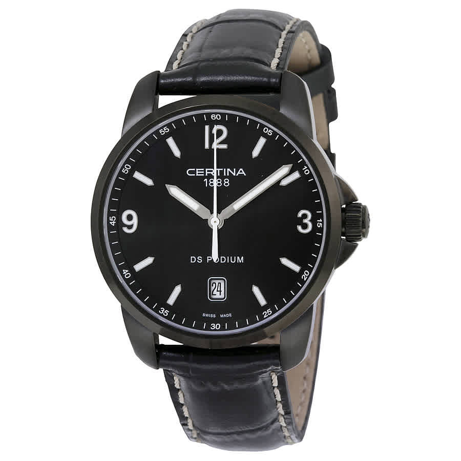 Certina DS Podium Black Dial Black Leather Mens Watch C0014101605702