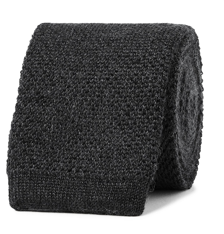 Photo: Brioni - 6cm Knitted Cashmere and Silk-Blend Tie - Gray