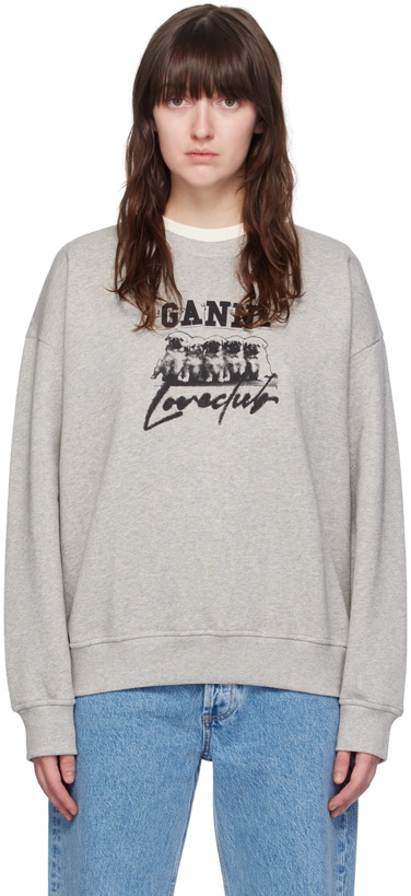 Photo: GANNI Gray Printed Sweatshirt