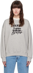 GANNI Gray Printed Sweatshirt