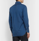 Drake's - Slim-Fit Button-Down Collar Cotton and Linen-Blend Shirt - Blue