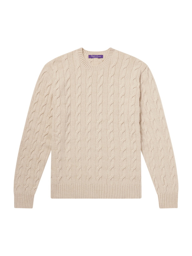 Photo: Ralph Lauren Purple label - Cashmere Cable-Knit Sweater - Neutrals