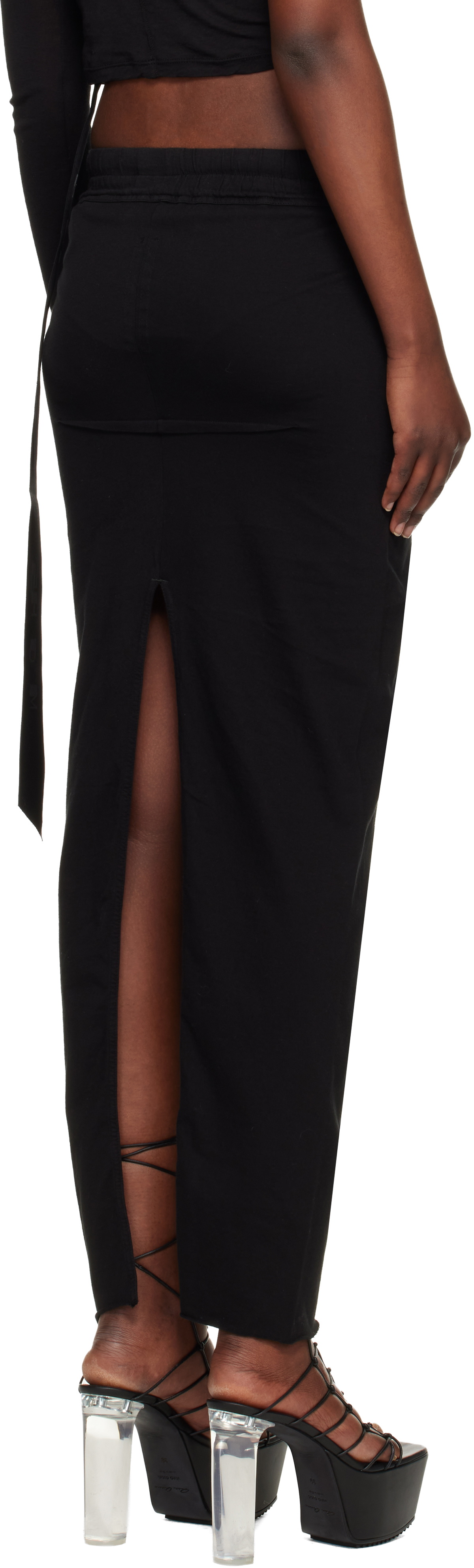 Rick Owens DRKSHDW Black Temple Pull On Sliced Pillar Maxi Skirt